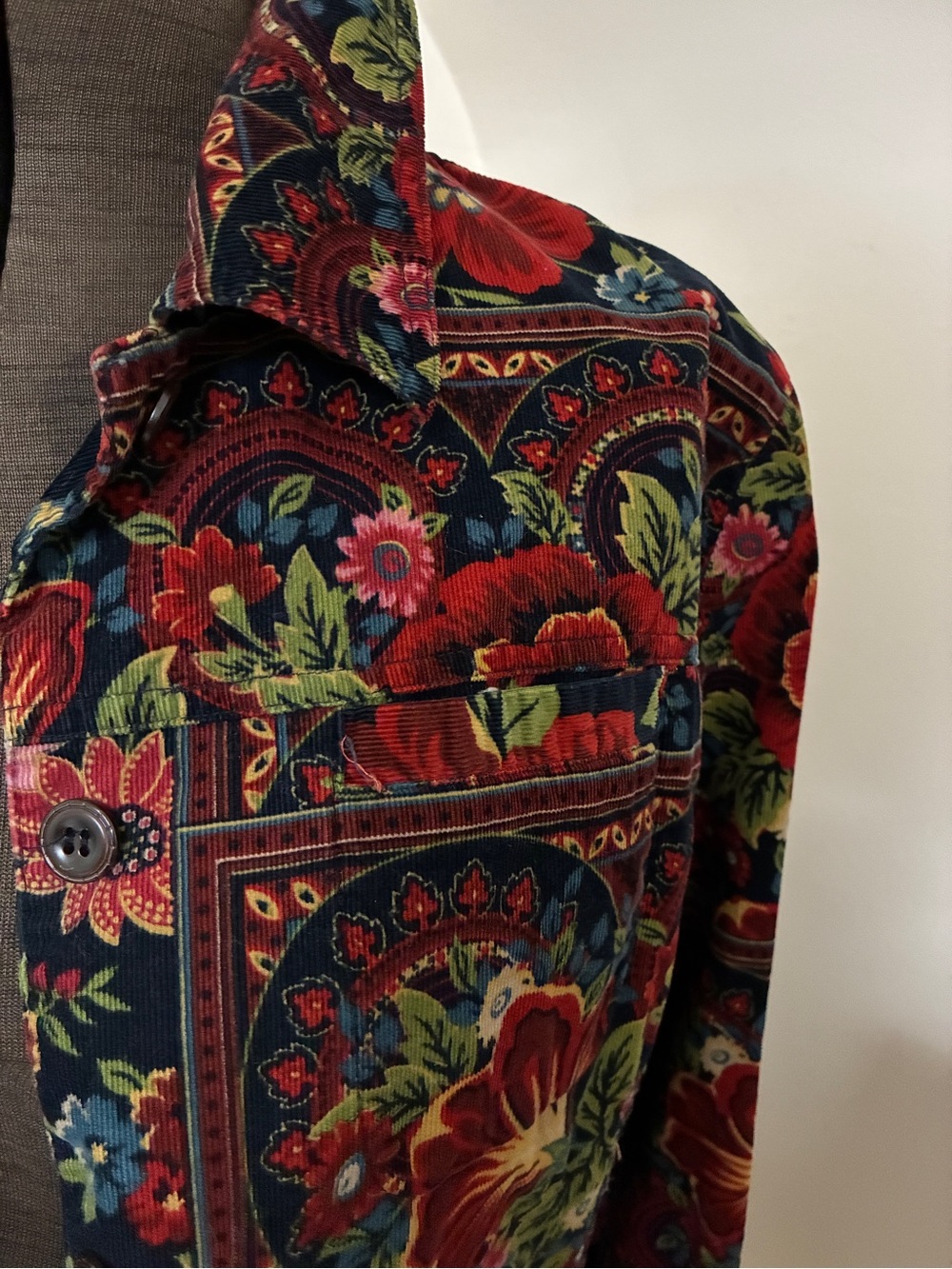 Vintage Erin London Floral & Tapestry Fine Wale Corduroy Jacket - Picture 3 of 10